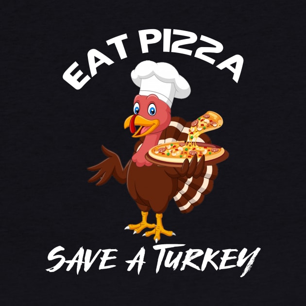 Turkey Eat Pizza Funny Thanksgiving by Flipodesigner